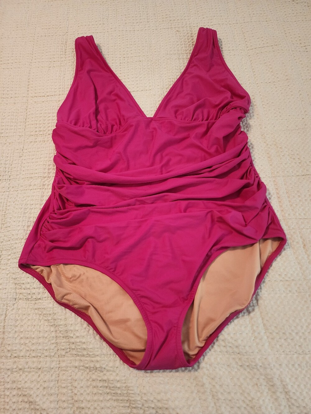 JCrew NWT Hot Pink Fuchsia Barbie Ruched Front One-Piece Swimsuit 22 Bold Sexy